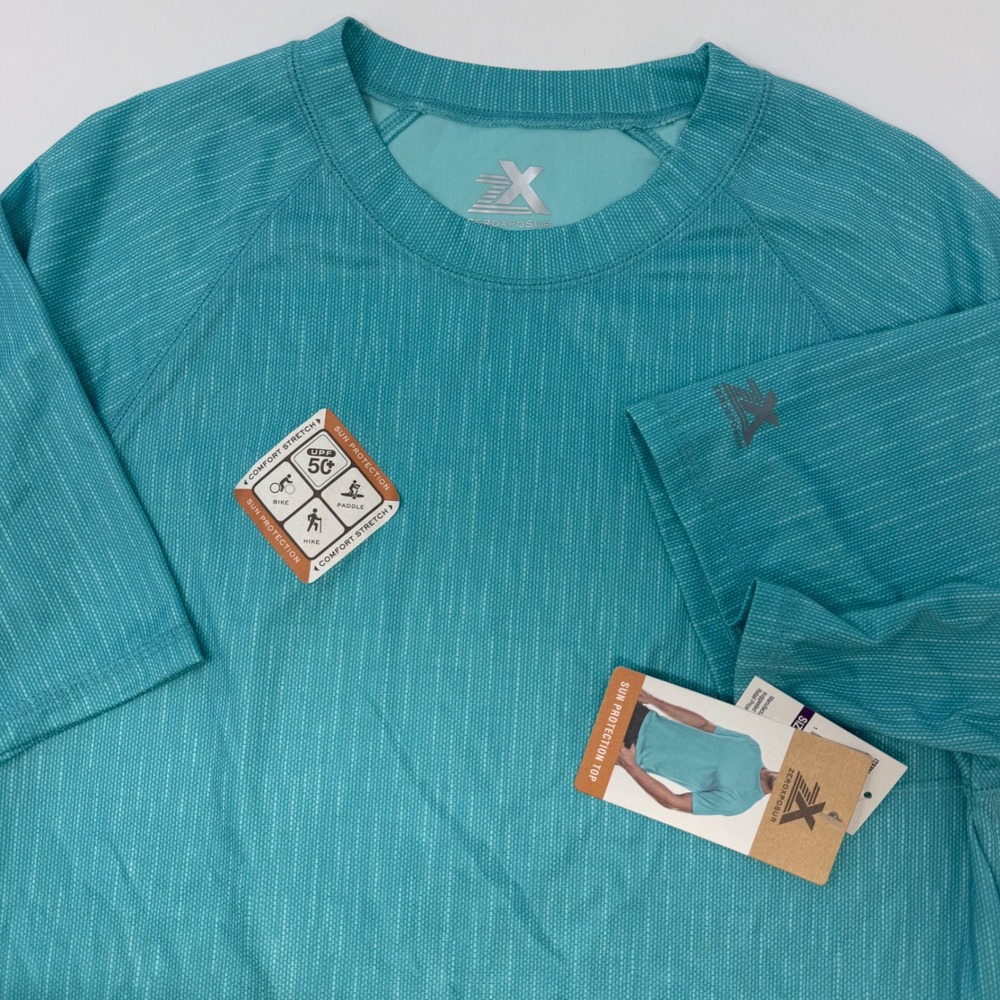 Zeroxposur Mens‎ UPF 50+ Sun Protection Shirt Teal Blue Space Dye Medium NEW